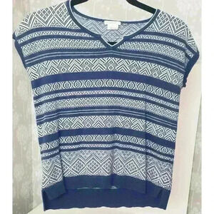 Girls Vintage Blue and white short sleeve sweater shirt J. CREW Crewcuts